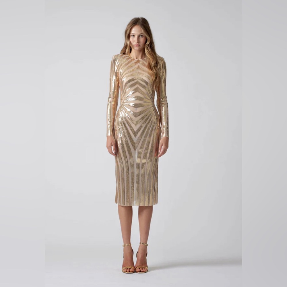 Meraki Australian Brand Gold sheer dress size AU 10/US6. $600